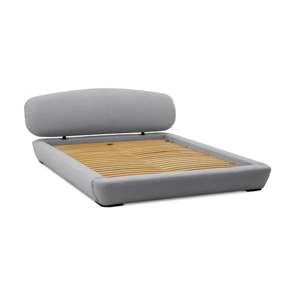 Сиво тапицирано двойно легло с включена подматрачна рамка 140x200 cm Odette – Scandic