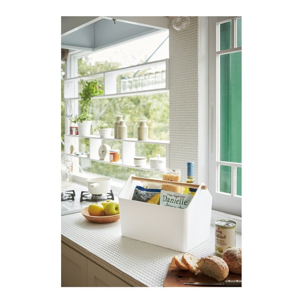 Бяла/в естествен цвят пластмасова кутия за съхранение 21x37x24 cm Favori – YAMAZAKI-image-2