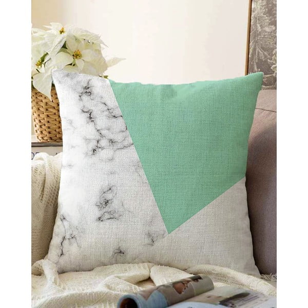 Зелено-сива калъфка за възглавница от памучна смес Мрамор, 55 x 55 cm - Minimalist Cushion Covers
