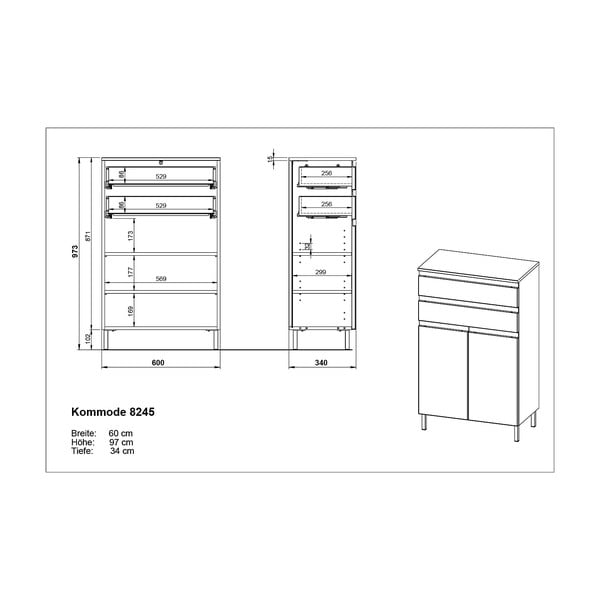 Тъмно сив шкаф за баня в дъб 60x97 cm Salinas - Germania-image-4