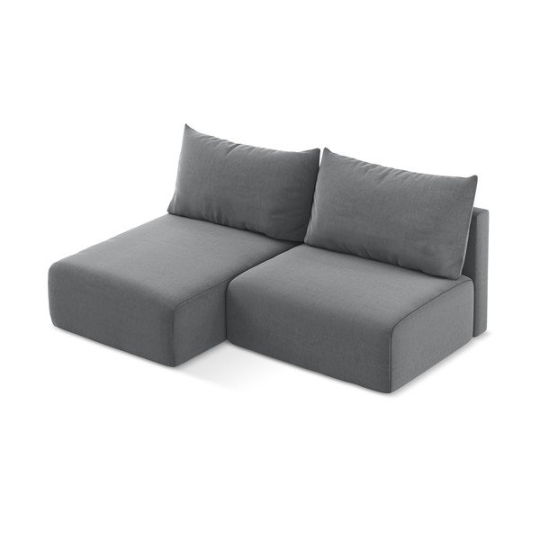 Сив кадифен сгъваем/с място за съхранение ъглов диван (ляв ъгъл) Kalena – Makamii-image-3