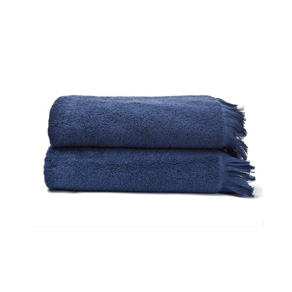 Комплект от 2 тъмносини кърпи за баня от 100% памук, 70 x 140 cm - Bonami Selection