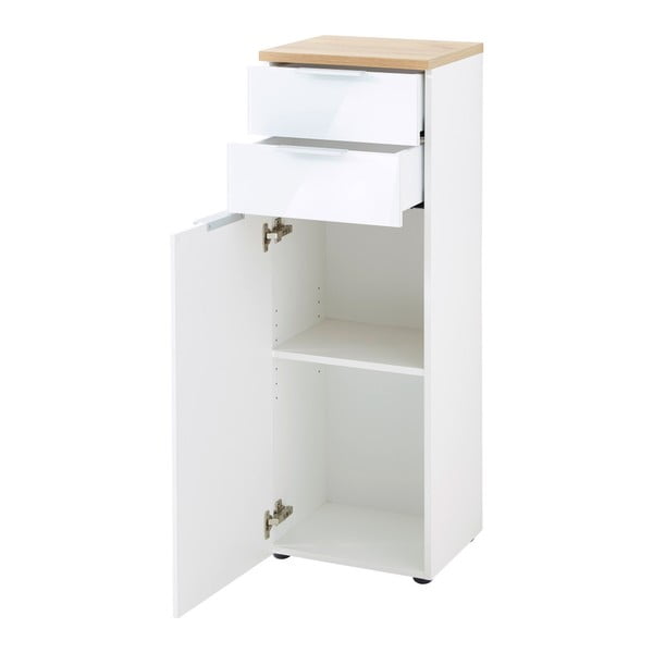 Дъбов шкаф за баня в бял\естествен цвят 39x112 cm Pescara - Germania-image-3