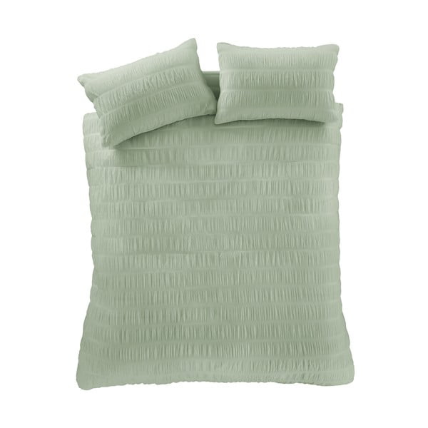 Светлозелено единично  крепово спално бельо 135x200 cm Seersucker – Catherine Lansfield