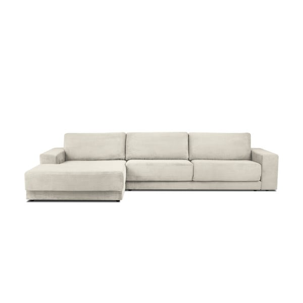Бежов велурен разтегателен диван , ляв ъгъл Donatella - Milo Casa