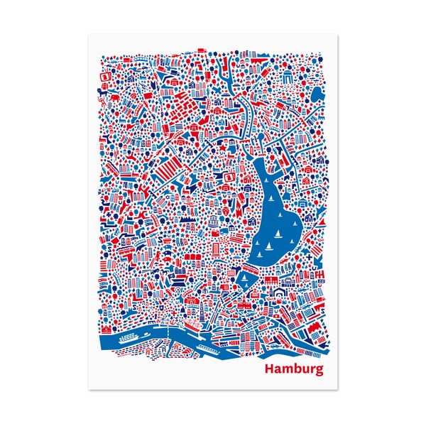 Nástěnná mapa Hamburg, 100x70 cm