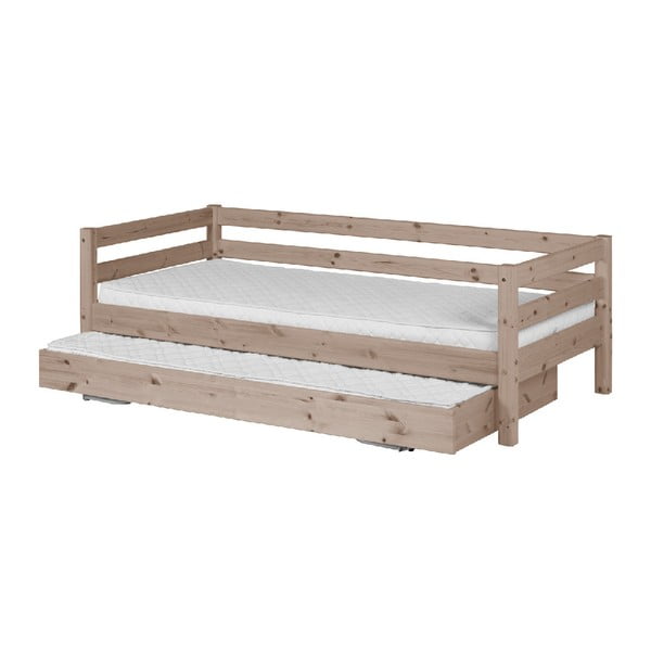 Детско легло от кафява борова дървесина с разтегателно легло , 90 x 200 cm Classic - Flexa