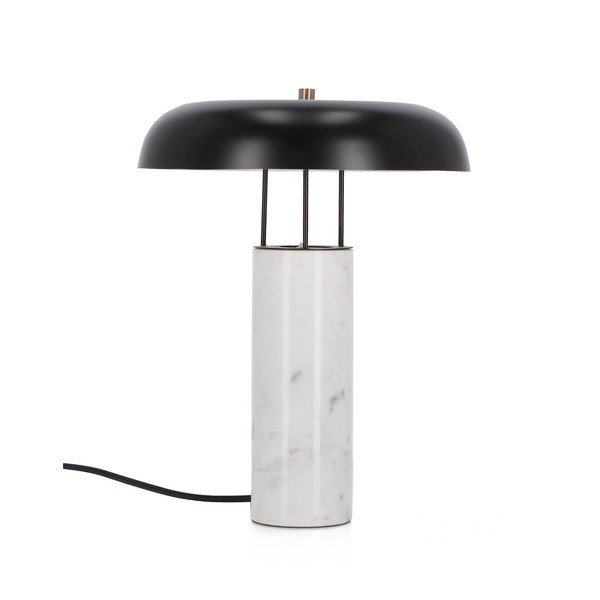 Черно-бял мраморна настолна лампа с метален абажур (височина 33 cm) Kaithal – Bizzotto