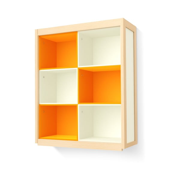 Oranžovo-bílá nástěnná knihovna Timoore Simple