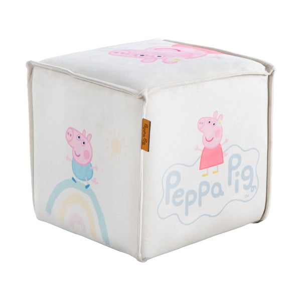 Бял кадифен детски пуф Peppa Pig – Roba