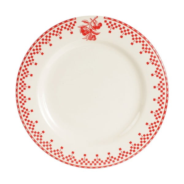 Červenobílý dezertní talíř Comptoir de Famille Damier, 22 cm