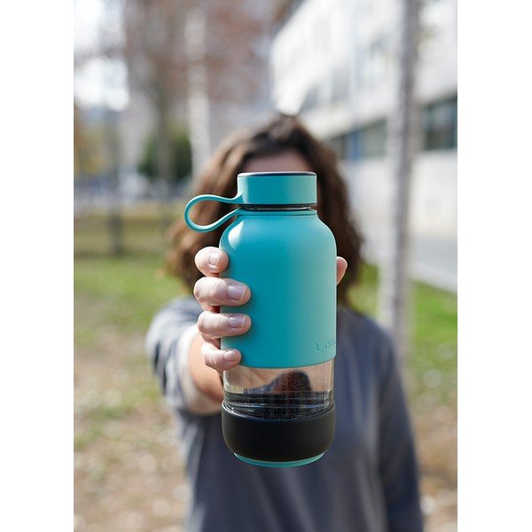 Тюркоазена бутилка за пътуване стъклена бутилка  500 ml To Go – Lékué-image-3