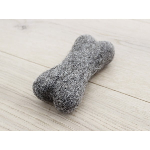 Ореховокафява играчка от животинска вълна във формата на кост Pet Bones, дължина 14 см - Wooldot