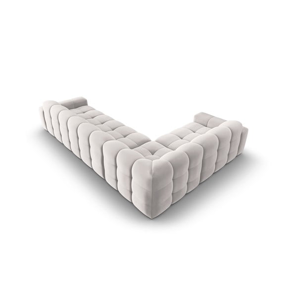 Ъглов диван от светлосиво кадифе (ляв ъгъл) Kendal - Micadoni Home-image-4