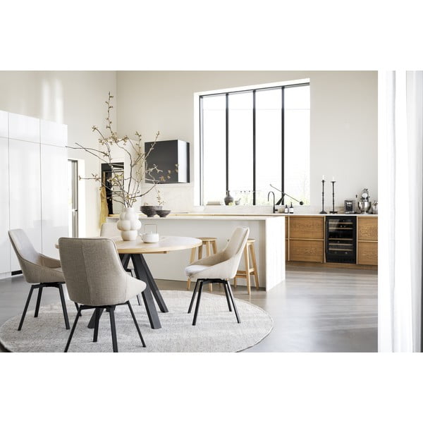 Кръгла сгъваема трапезна маса от декор от дъб  в естествен цвят ø 135 cm Maddock – Rowico-image-2