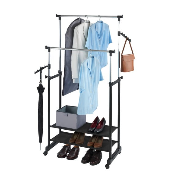 Метална телескопична подвижна закачалка за дрехи All In Black - Wenko-image-2