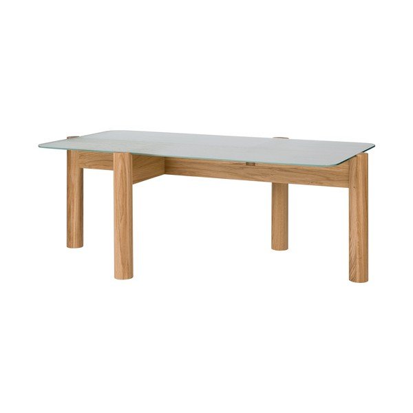 Масичка за кафе със стъклен плот в естествен цвят 55x105 cm Kob – noo.ma