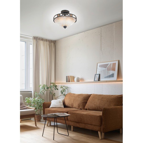 Черно осветително тяло за таван със стъклен абажур ø 42 cm Quinta – Trio-image-2