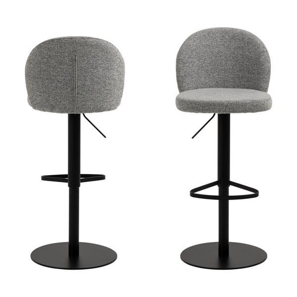 Черен и сив бар стол с регулируема височина (височина на седалката 55 см) Patricia - Actona-image-3