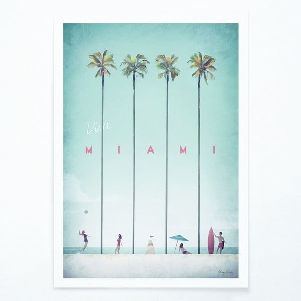 Плакат , 50 x 70 cm Miami - Travelposter