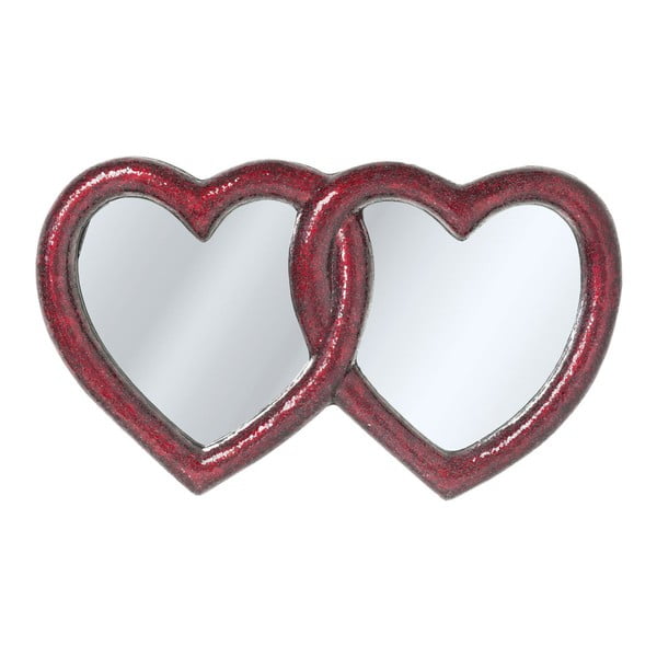 Červená nástěnné zrcadlo Kare Design Double Heart, 100 x 165 cm