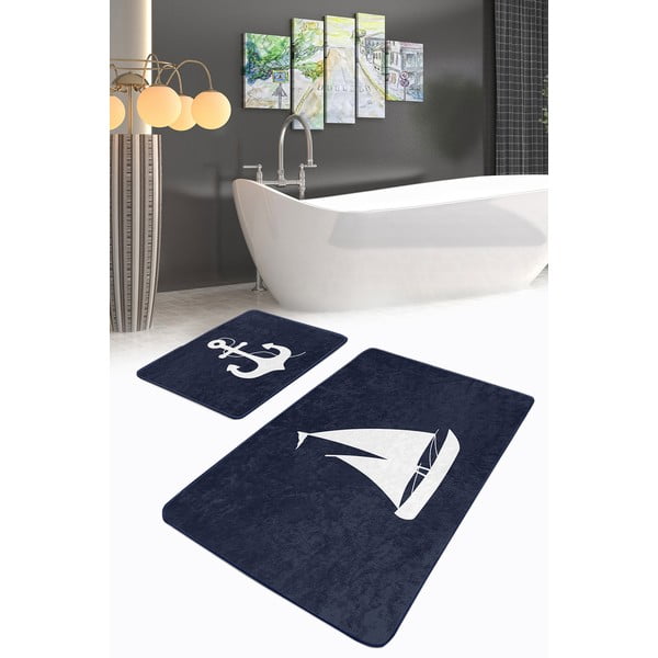 Тъмносини килими за баня в комплект 2 бр. 60x100 cm – Mila Home-image-1