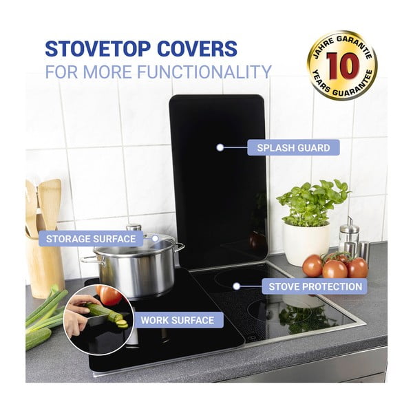 Комплект от 2 стъклени капака за печка Universal black - Wenko-image-4