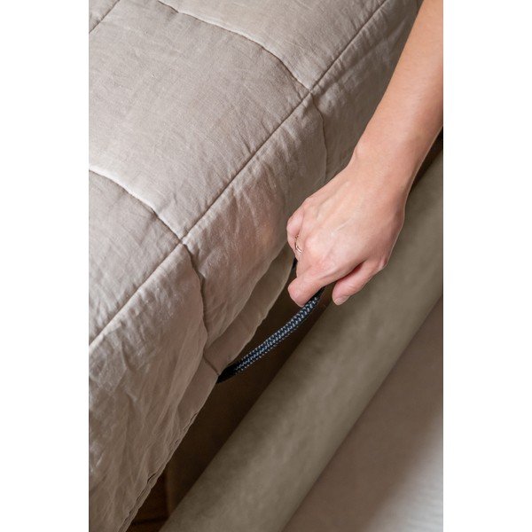 Бежово тапицирано единично легло с място за съхранение и решетка 90x200 cm Dreamy Aurora - Miuform-image-3