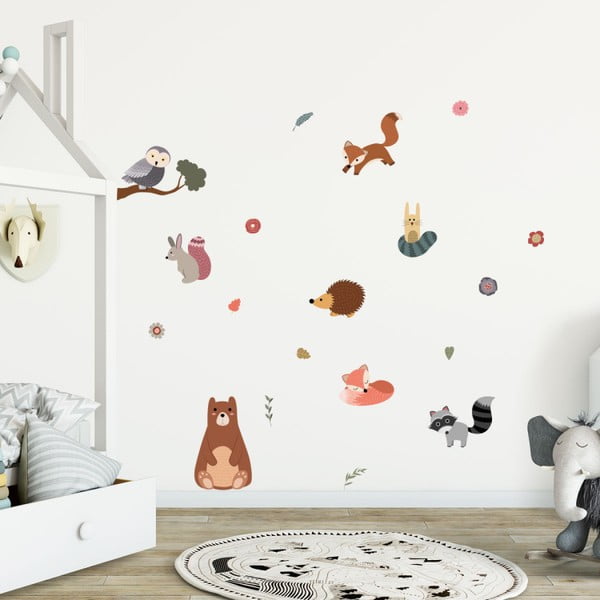 Комплект стикери за стена Скандинавски животни Мечо и неговите приятели - Ambiance