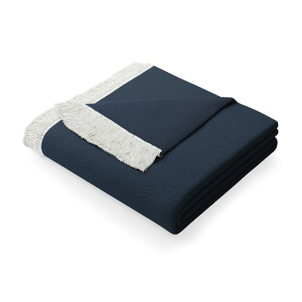 Тъмносиньо одеяло със смес от памук , 150 x 200 cm Franse - AmeliaHome