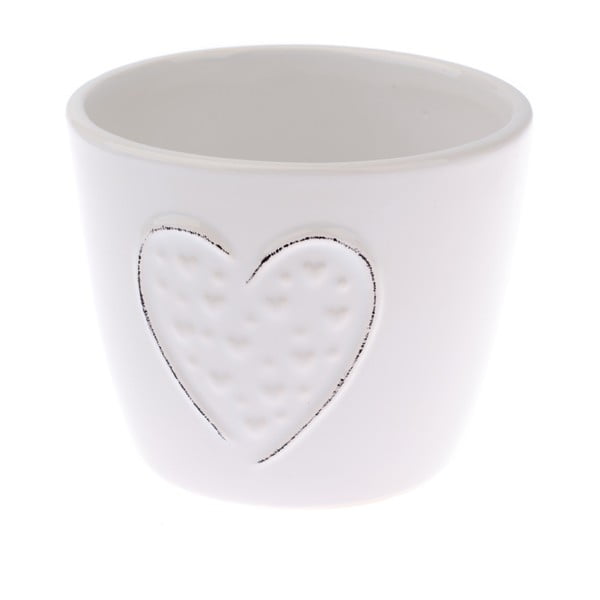 Бяла керамична саксия Hearts Dots, височина 10 cm - Dakls