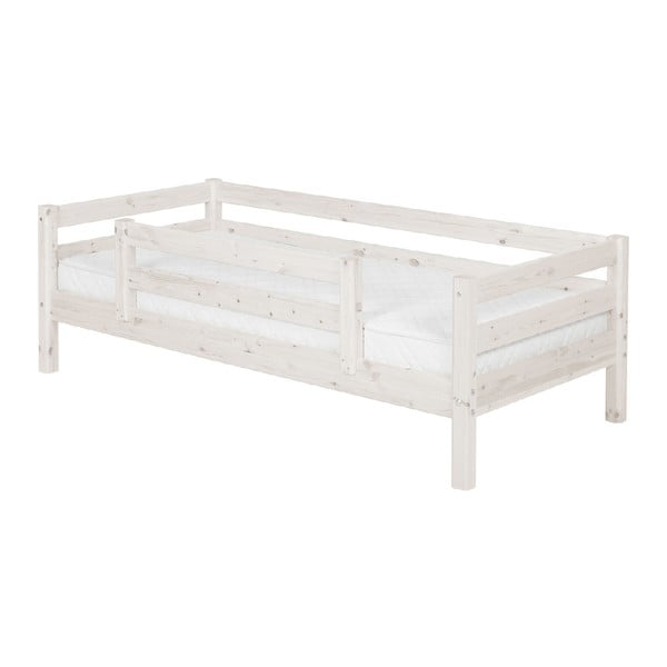Бяло детско легло от борова дървесина с предпазна ограда , 90 x 200 cm Classic - Flexa