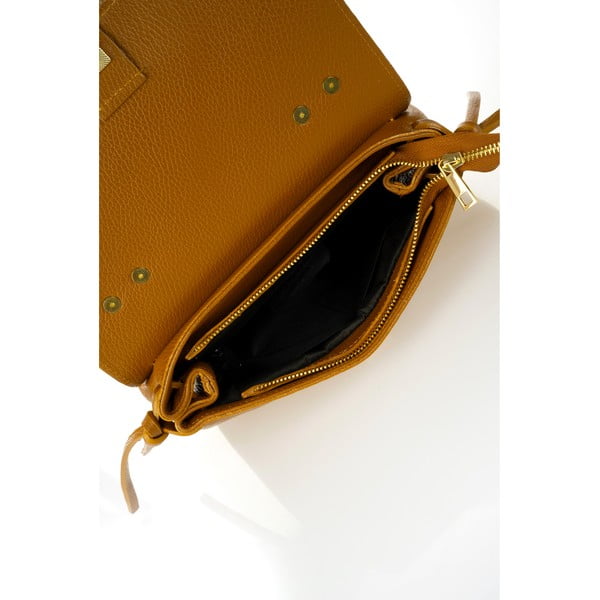 Оранжева кожена чанта Anna - Federica Bassi-image-1