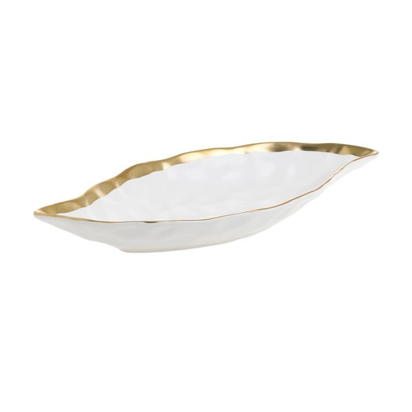 Бяла порцеланова купа за сервиране Leafy, 31 x 15,5 cm - InArt
