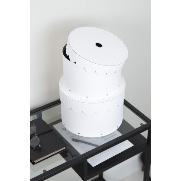 Бели картонени кутии за съхранение в комплект 2 бр. с капаци ø 26x17,5 cm Wilma Paper Laminate – Bigso-image-1