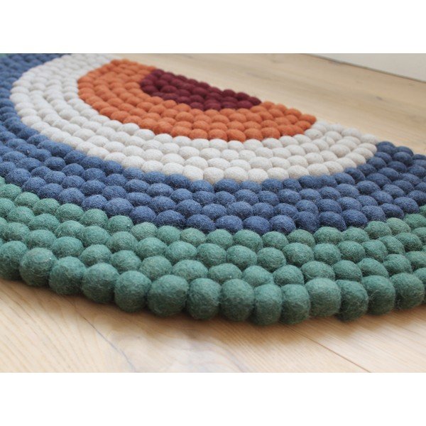 Детски вълнен килим Ball Rugs Green Rainbow - Wooldot-image-1