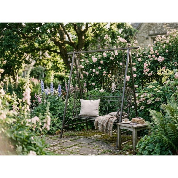 Черна метална градинска люлка Kari - Garden Pleasure-image-3