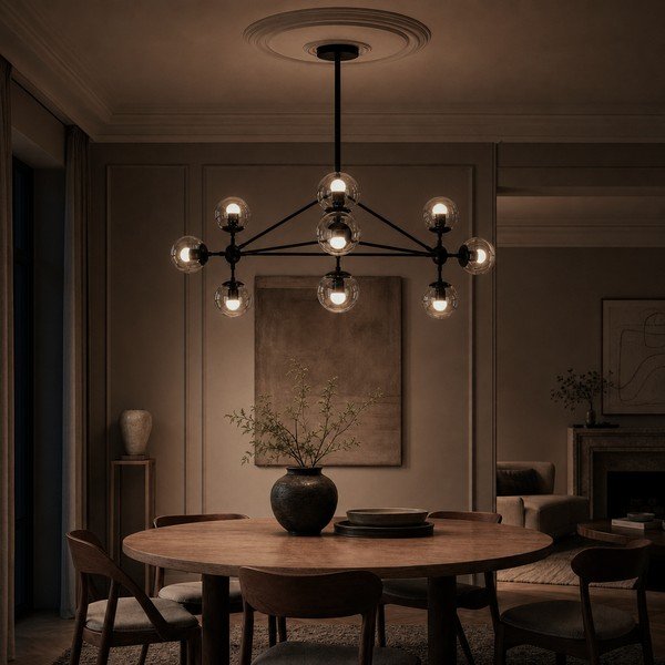 Черно метално висящо осветително тяло със стъклен абажур Abira – Premier Housewares-image-1