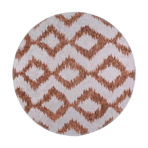 Бял/оранжев кръгъл килим, подходящ за миене ø 120 cm - Vitaus