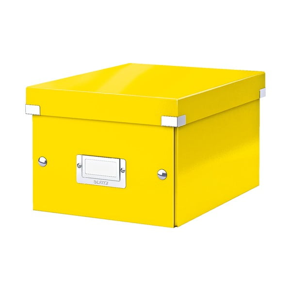 Жълта картонена кутия за съхранение с капак Click&Store - Leitz