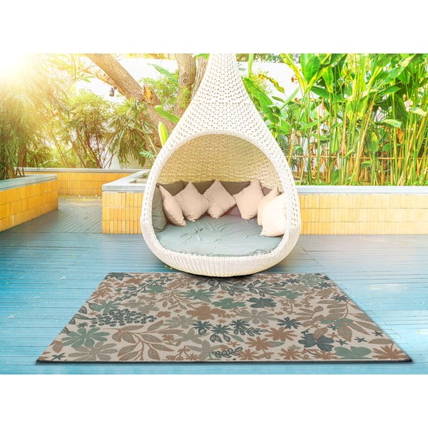 Бежово-зелен открит килим Флорален, 77 x 150 cm - Universal-image-1