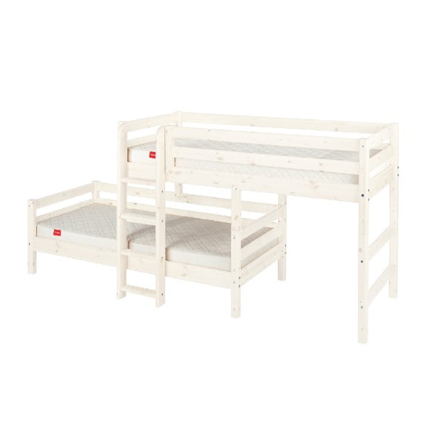 Бяло детско двуетажно легло от борова дървесина , 90 x 200 cm Classic - Flexa