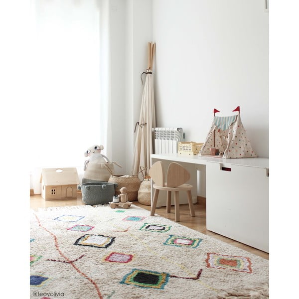 Кремав ръчно изработен памучен килим подходящ за пране 140x200 cm Kaarol – Lorena Canals-image-3