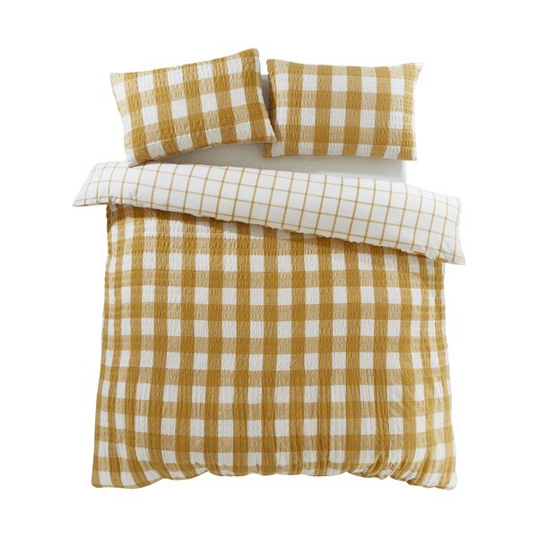 Жълто единично  фланелено спално бельо 135x200 cm Gingham Check – Catherine Lansfield-image-2