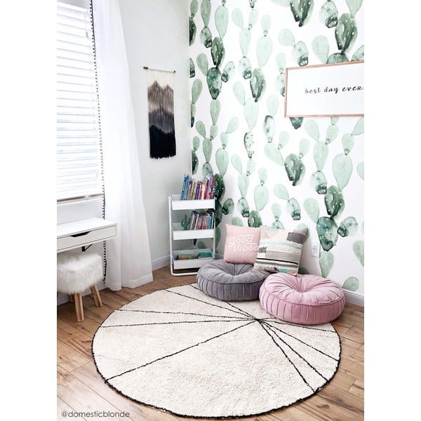 Кремав ръчно изработен памучен кръгъл килим подходящ за пране ø 160 cm Trace Beige – Lorena Canals-image-3