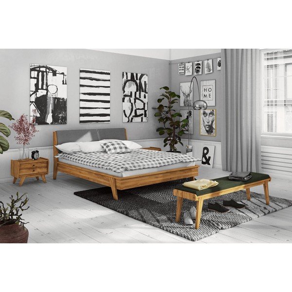 Дъбова пейка със зелена седалка Retro - The Beds-image-1