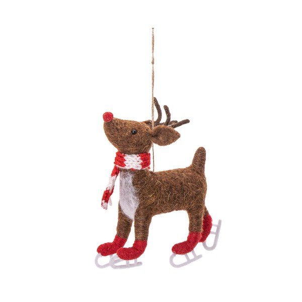Текстилна  ръчно изработена коледна украса 13 cm Skating Rudolph – Sass & Belle