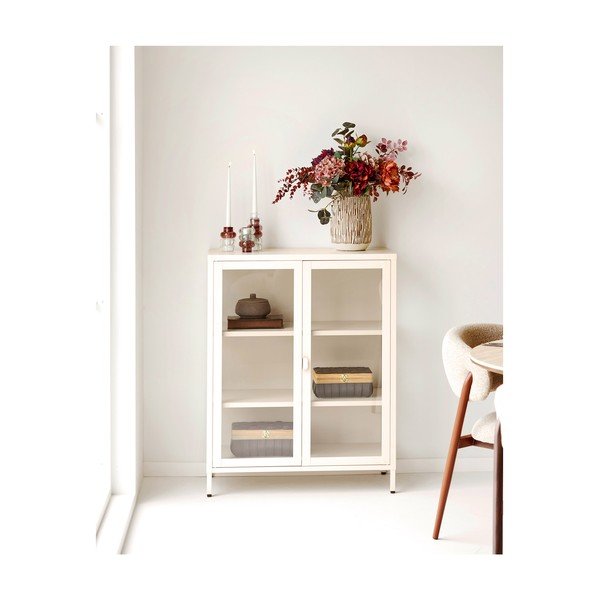 Кремава стоманена витрина 80x101x40 cm Brisbane – House Nordic-image-1