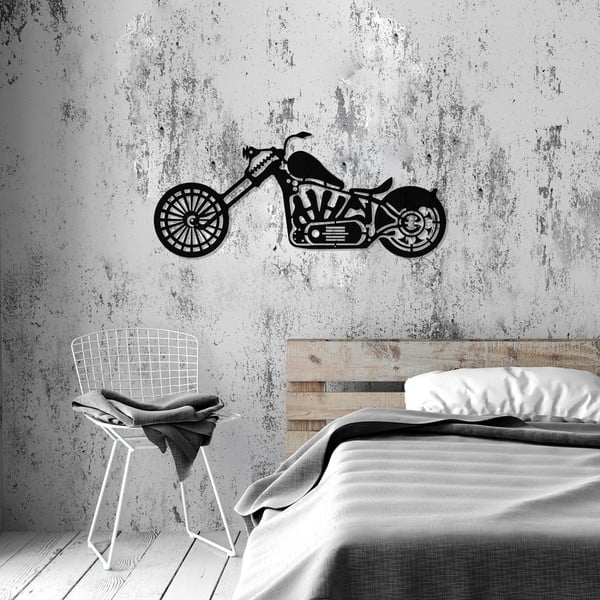 Черна метална декорация за стена Harley Davidson, 74 x 34 cm - Unknown