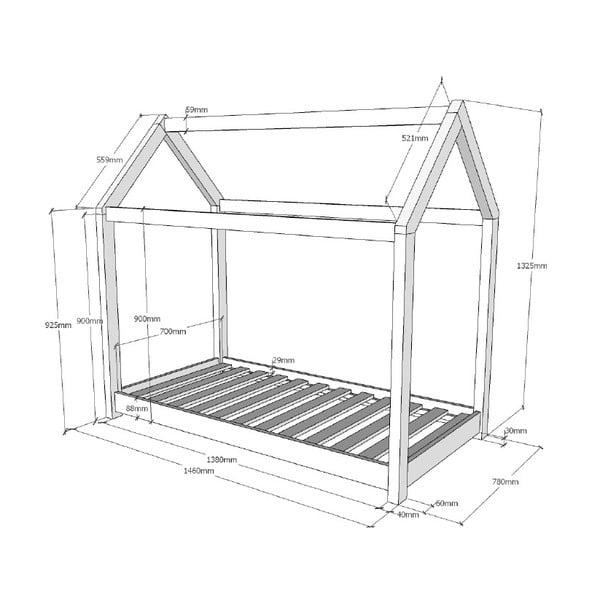 Детско легло за къща , 70 x 140 cm Cabane - Vipack-image-3